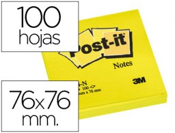 Bloc de 100 notas adhesivas quita y pon Post-it 76x76mm. amarillo neón